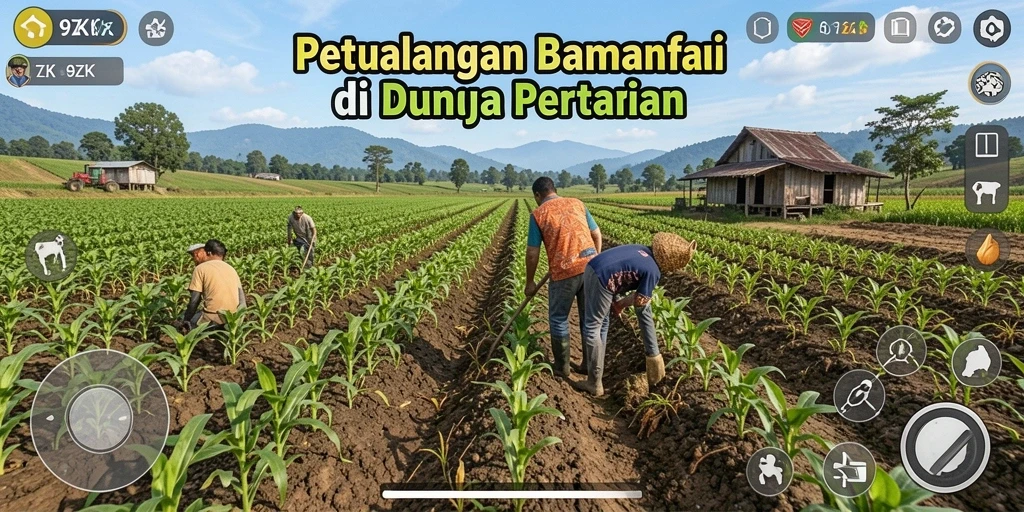 Gameplay menakjubkan 9ZK yang menunjukkan kegiatan bertani.