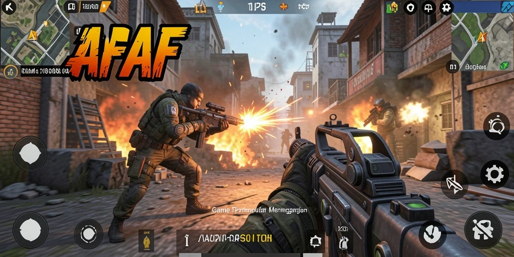 Tampilan gameplay AFAF dengan aksi tembak-menembak intens.