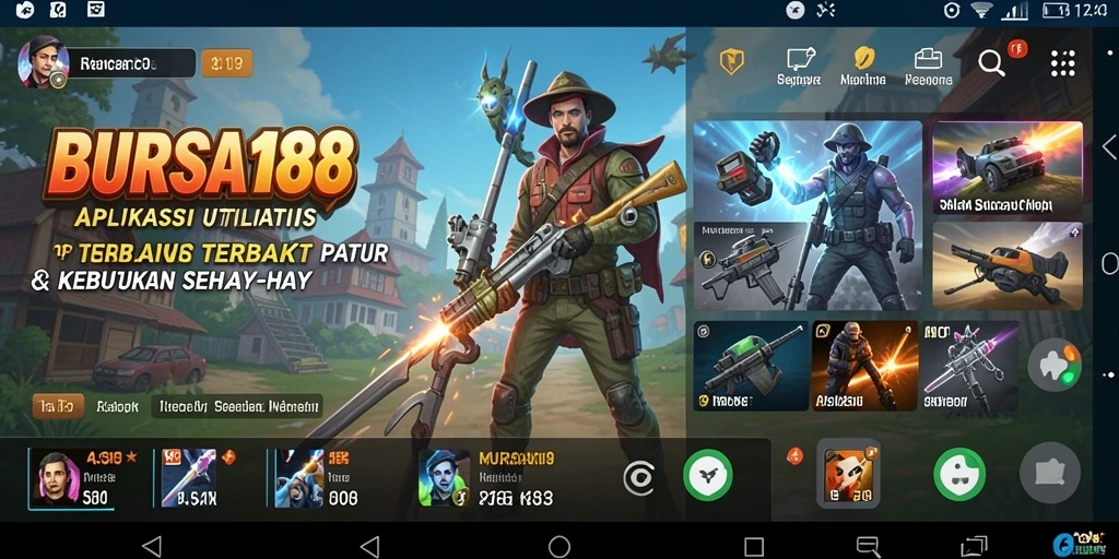 Screenshot BURSA188 menampilkan antarmuka pengguna aplikasi Utility yang menarik.