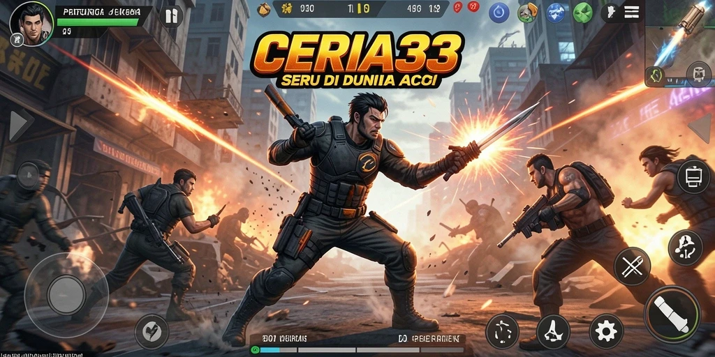 Screenshot CERIA33 menampilkan aksi pertarungan yang intens dan karakter yang dinamis.