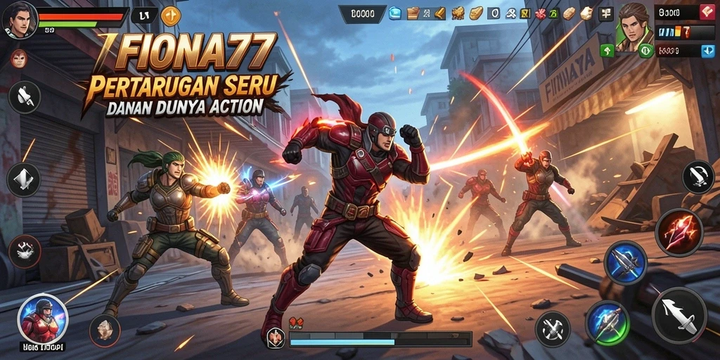 Tampilan aksi seru dalam gameplay FIONA77 yang mendebarkan.