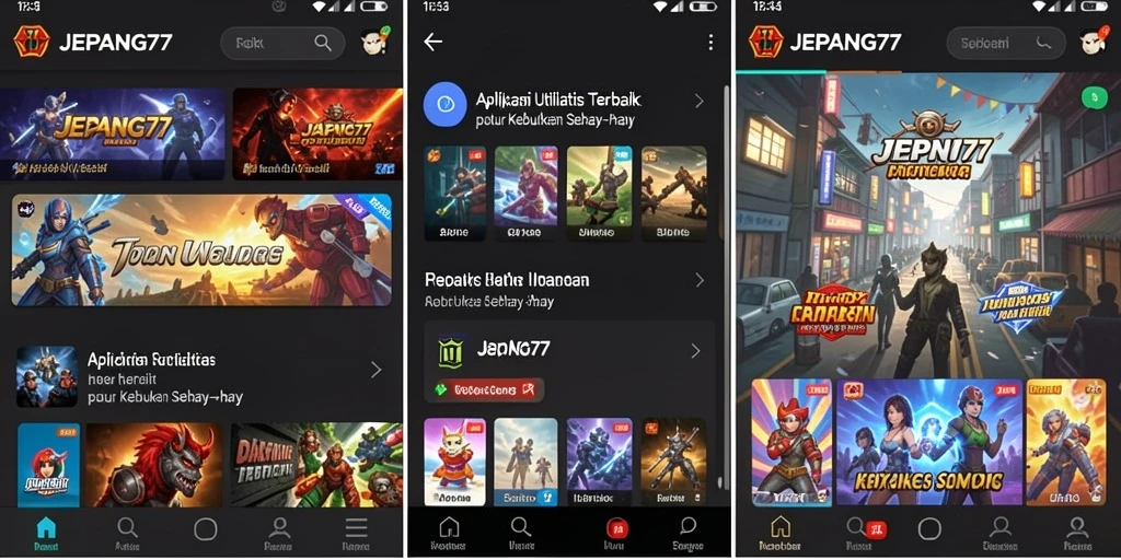 Tangkapan layar utama dari aplikasi JEPANG77 yang menunjukkan fitur utilitas.