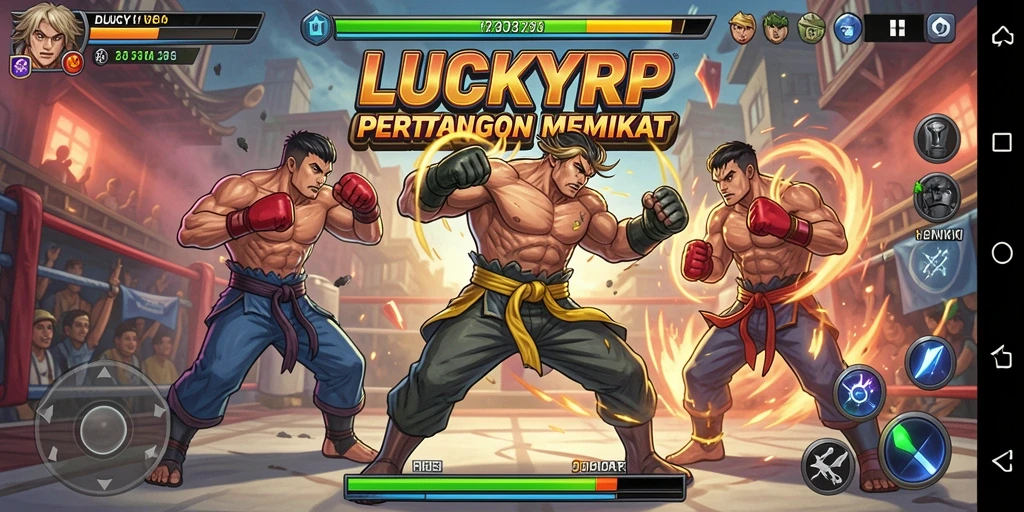 Tampilan menarik dari gameplay pertarungan LUCKYRP.
