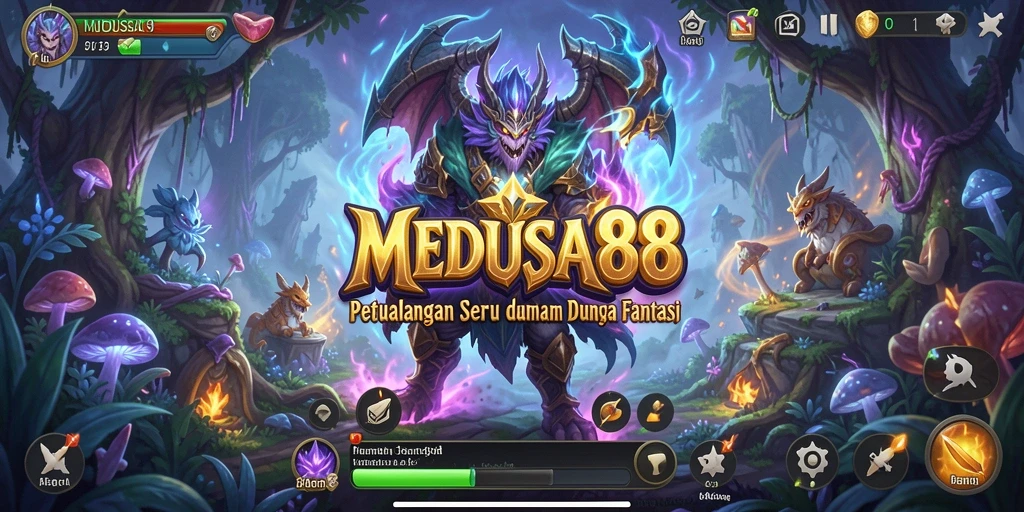 Tampilan gameplay seru dalam MEDUSA88 dengan pertempuran mendebarkan.