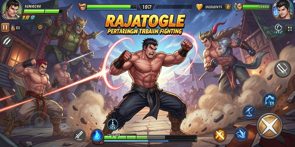 Screenshot RAJATOGEL menampilkan aksi pertarungan yang seru dan penuh warna.