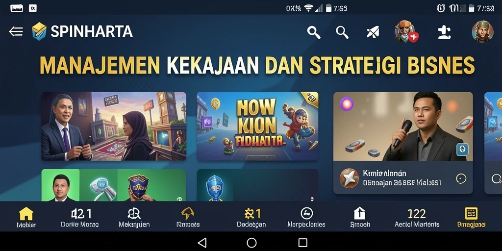 Tangkapan layar dari gameplay <strong>SPINHARTA</strong> dengan manajemen bisnis yang strategis.