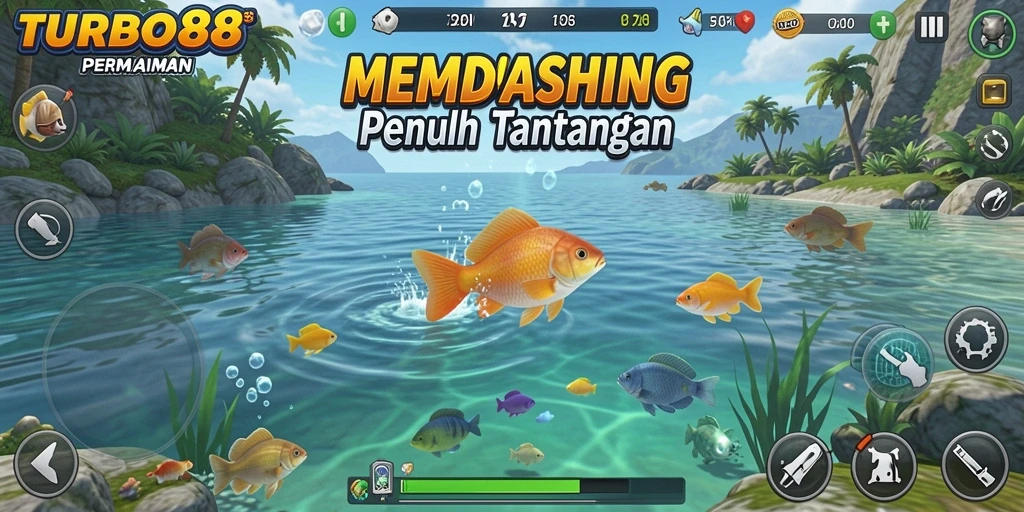 Tampilan gameplay TURBO88 dengan grafis memukau saat memancing.